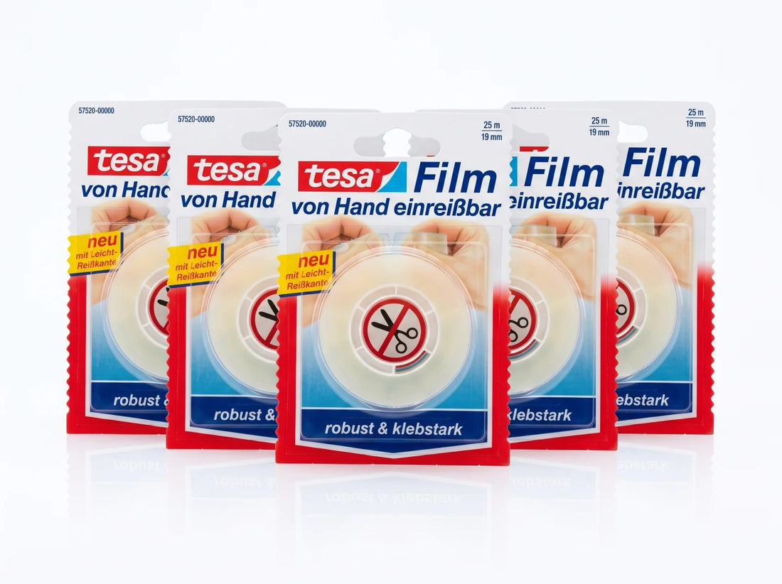 5x tesa Film von Hand einreißbar transparent 25 m x 19 mm Klebefilm