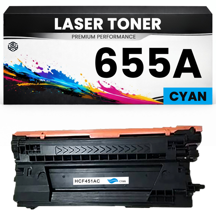 XXL Toner kompatibel für HP CF451A(655A) Color LaserJet Enterprise M652dn/M652n/M653dn/M653x/MFP M681dh/MFP M681f/Flow MFP M681z/Flow MFP M682z in Cyan