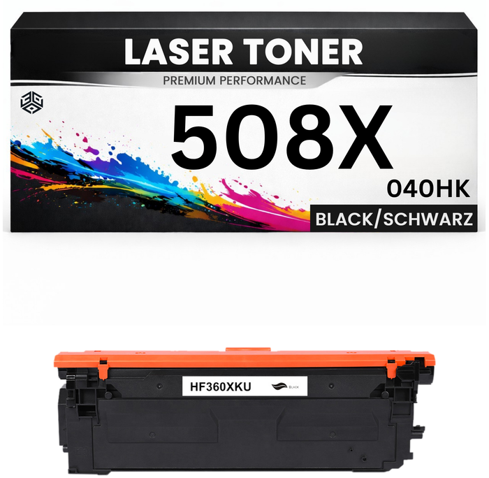 XXL Toner kompatibel für HP CF360X / Cartridge 040HK(508X) Color LaserJet Enterprise 552dn/M553dn/M553n/M553x/
MFP M577 Canon Color imageCLASS LBP712Cdn Canon i-SENSYS LBP710Cx/712Cx in Schwarz