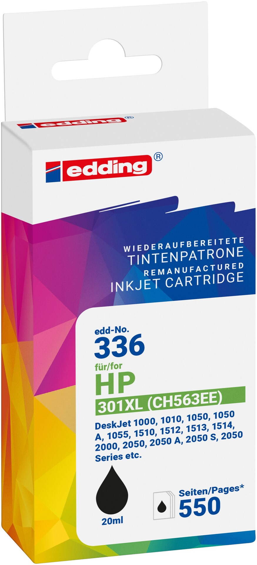 Edding Tintenpatrone für HP 301XL (CH563EE) DeskJet1000 1050 2000 2050 3000