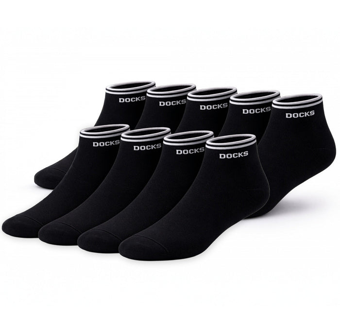 9er Pack DOCKS Sneaker Socken Baumwolle Atmungsaktive Damen&Herren schwarz 35-38