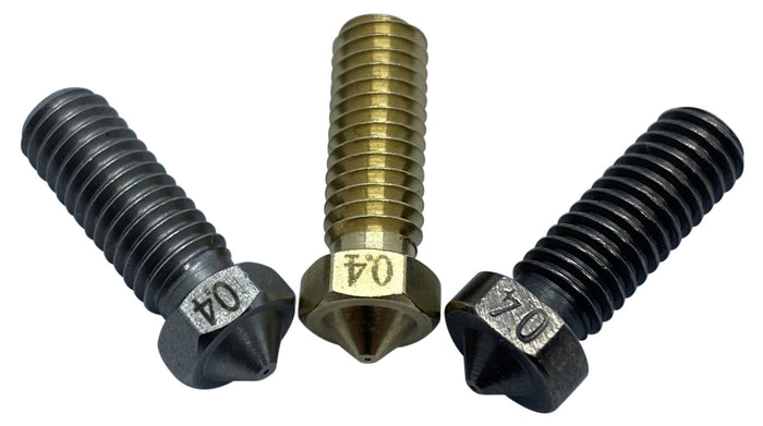 3er Volcano Nozzle Best of Bundle 0,4mm (1x Messing,1x Stahl,1x Gehärteter Stahl