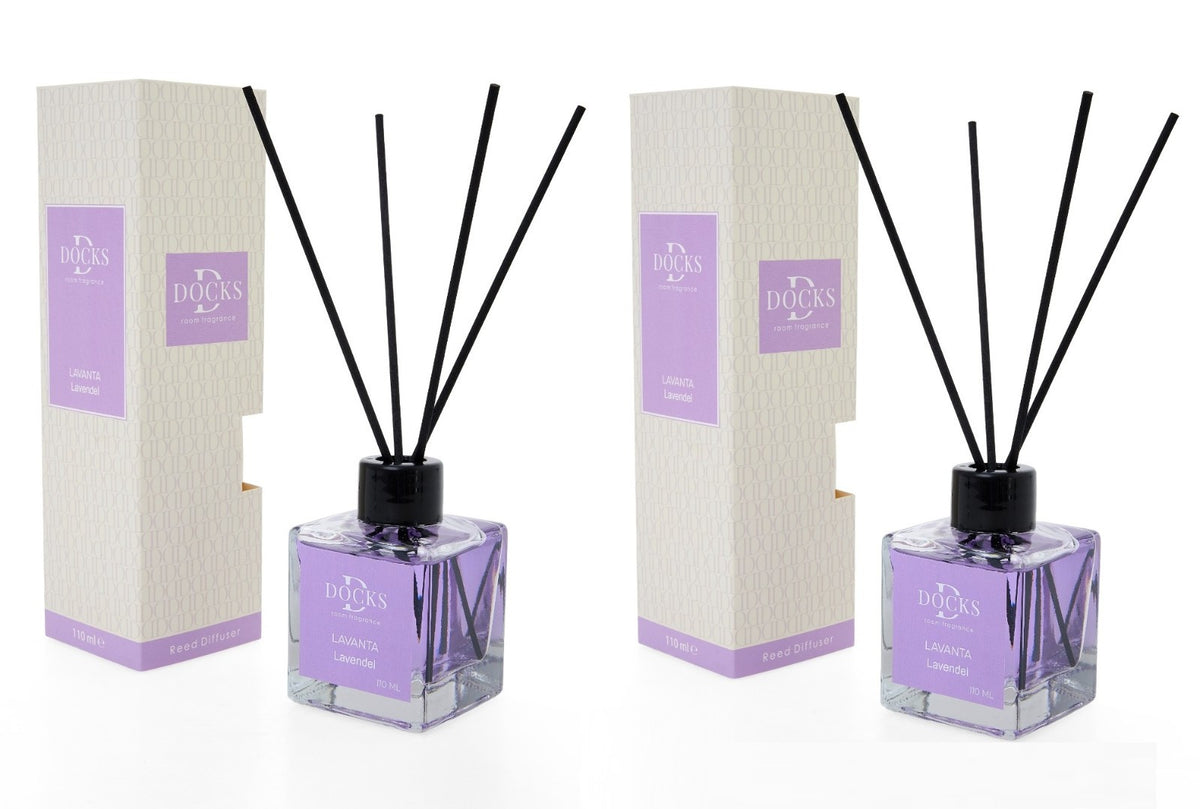 2er Set DOCKS Raumduft Set 110ml Diffuser mit Duftstäbchen – Lufterfrischer Duft