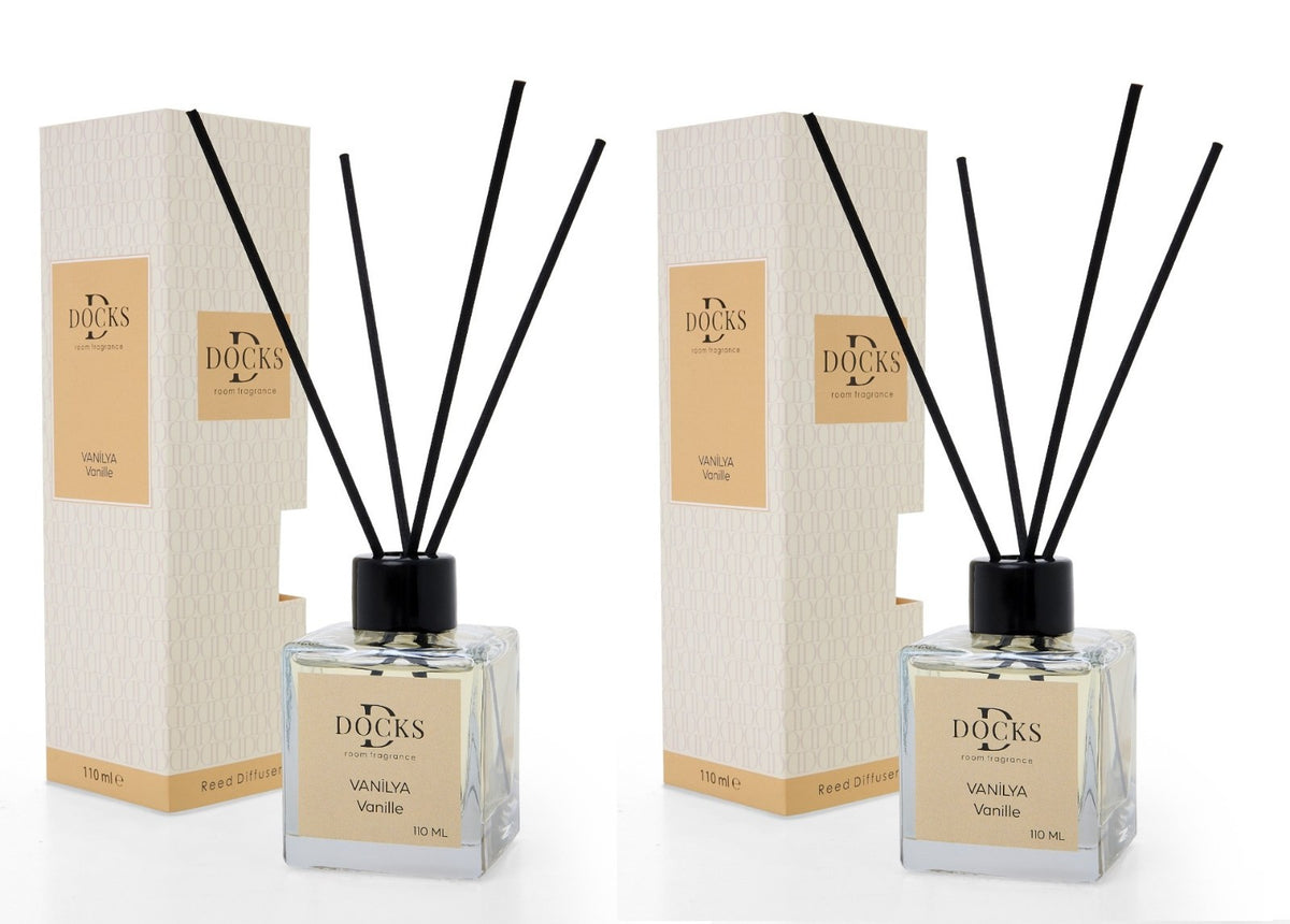 2er Set DOCKS Raumduft Set 110ml Diffuser mit Duftstäbchen – Lufterfrischer Duft