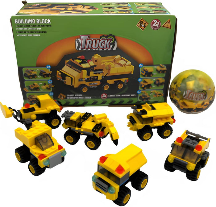 6x Überraschungsei Baufahrzeug– Klemmbausteine für Kinder Geschenk Spielzeug 🛻