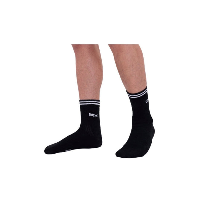 12 Paar DOCKS Socken Komfortbund Sport Tennis Socken Damen Herren schwarz 39-42