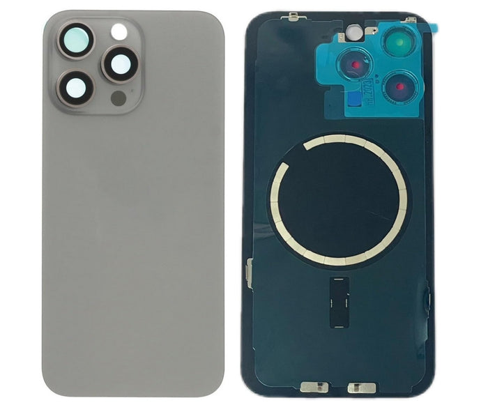 Akkudeckel Backcover für iPhone 15 Pro Max Titan +Magnet Linse Glas, #AS137222