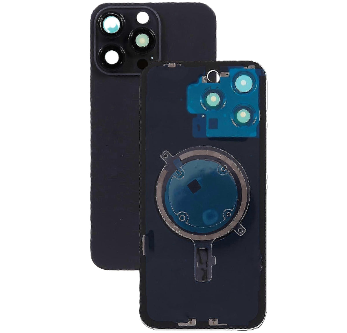 Akkudeckel Backcover für iPhone 15 Pro Schwarz Titan Kamera Linse Magnet Metallplatte #AS137903