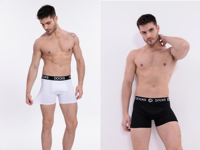 4er Pack Boxershorts Herren Baumwolle Unterhose 2x Weiß + 2x Schwarz Gr. M-XXL