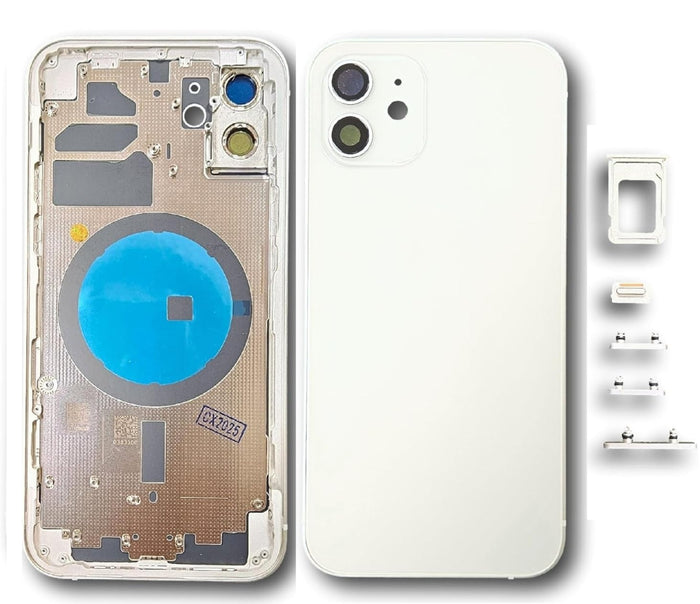Backcover Akkudeckel Gehäuse Glas für iPhone 12 Weiß Simkart Slot Seitenknöpfe #AS128139