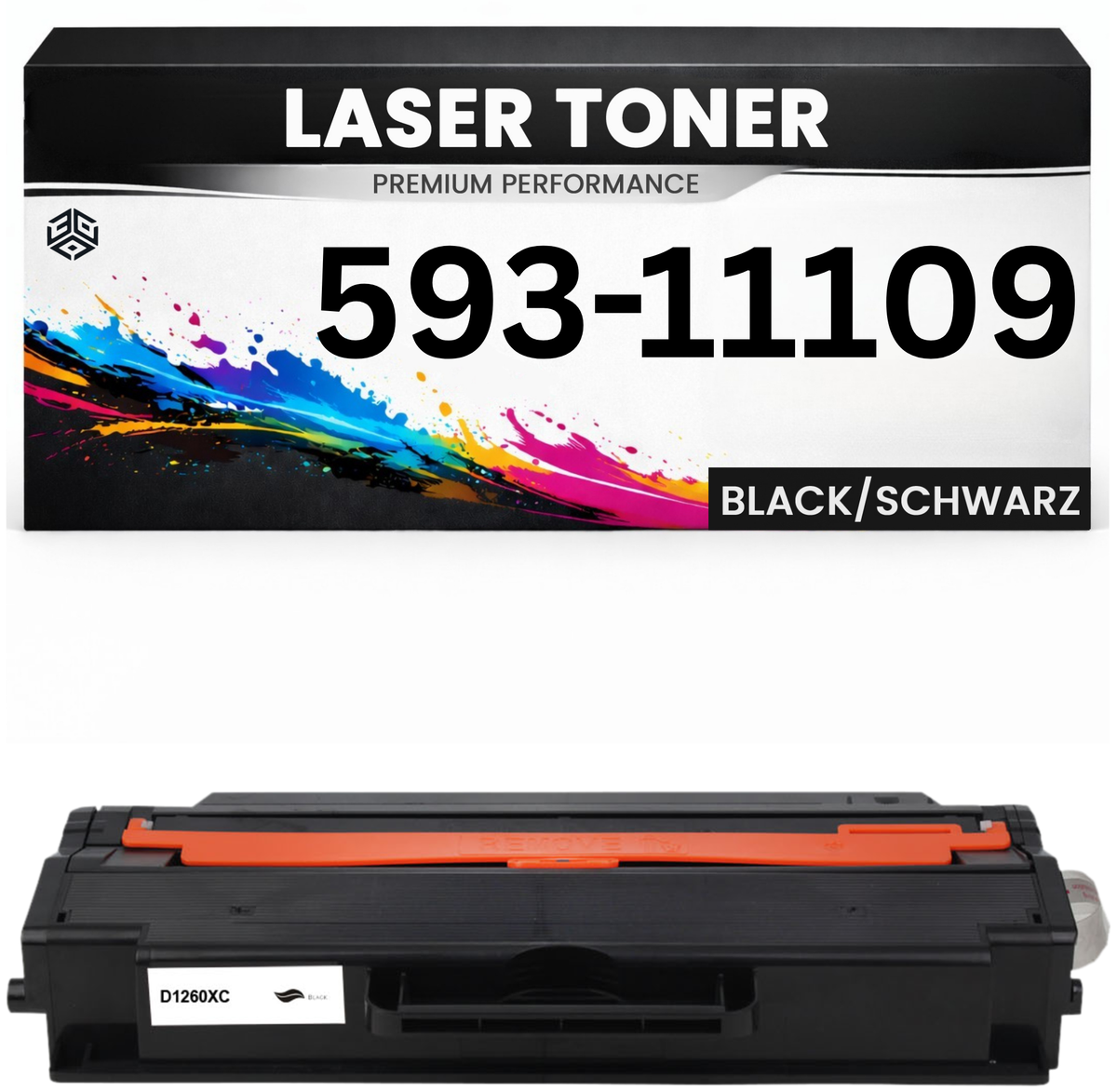 Toner 593-11109 für Dell kompatibel Schwarz 59311109 wie Original Tonerkartusche für Dell B1260dn, B1265DNF