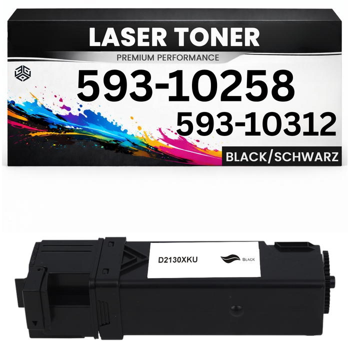 Toner Kits kompatibel für Dell 593-10258 / 593-10312 1320/1320C/1320CN/2130CN/2135CN in Schwarz