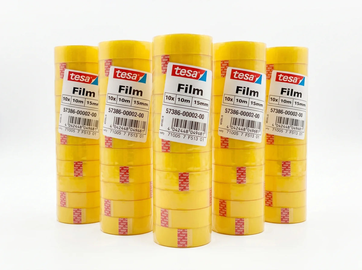5x tesa Film Standard Klebefilm 10 Rollen 10 m x 15 mm transparent (50 Rollen)