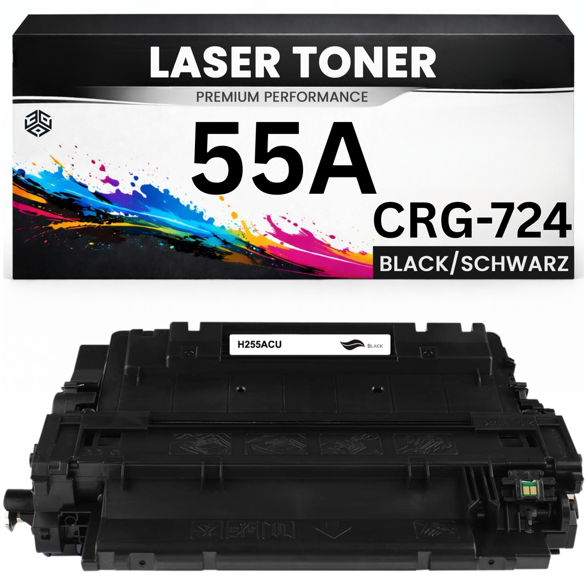 2 x Toner 55A für HP Schwarz Tonerkartusche wie Original CE255A / CRG-724 LaserJet Enterprise 500 MFP M525dn/525/521dn/521dw P3016/3015/3015dn flow M525f