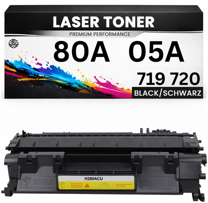 2 x Toner 80A / 05A Cartridge 719 720 für HP Schwarz CE505A CF280A wie Original LaserJet P2035/2030/2050/2055dn/2055x Pro 400 M401/401dn/401dne M401dn