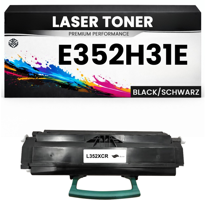 2 x XL Toner E352H31E für Lexmark Schwarz E352H31E Premium Alternative für Lexmark E350D, E352DN