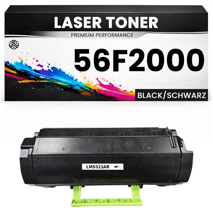 2 x Toner 56F2000 für Lexmark Tonerkartusche Schwarz hochwertige Premium Alternative MS321dn/421dn/421dw/521dn/621dn/622de MX321adn/321adw MS421dn
