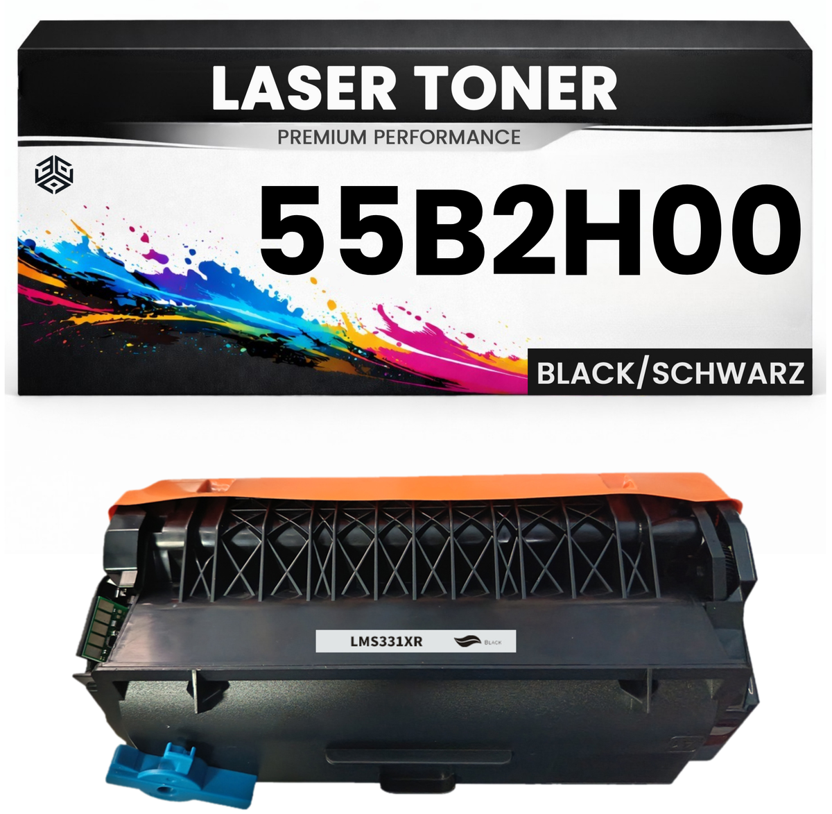 2 x Toner 55B2H00 für Lexmark Tonerkartusche Schwarz hochwertige Premium Alternative MS331dn/431dn/431dw MX331adn/431adn/431adw/432adwe MS431dn