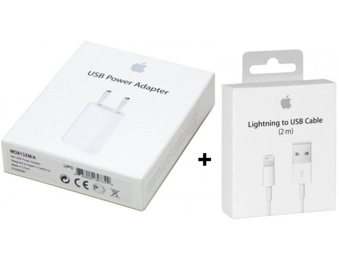 Original Apple USB Lightning 2m Ladekabel + Ladegerät für iPhone 6 7 8 10 X Plus