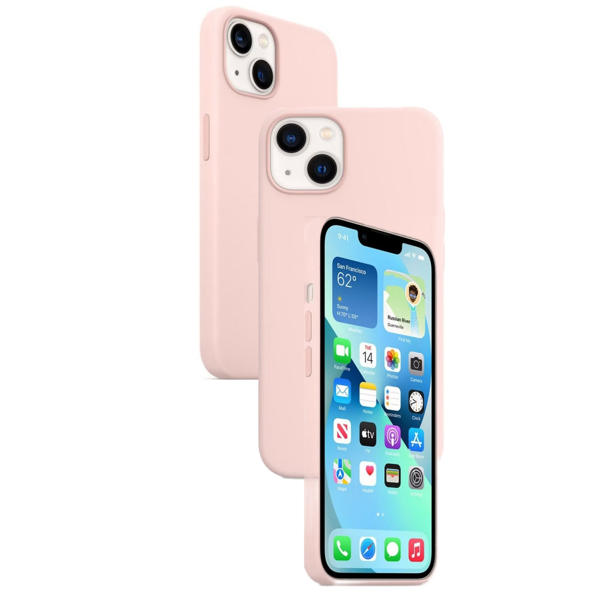 Silikon Tasche Case für Apple iPhone 13 Hell Rosa Chalk Pink MagSafe Model A2706 #MM283FE/A