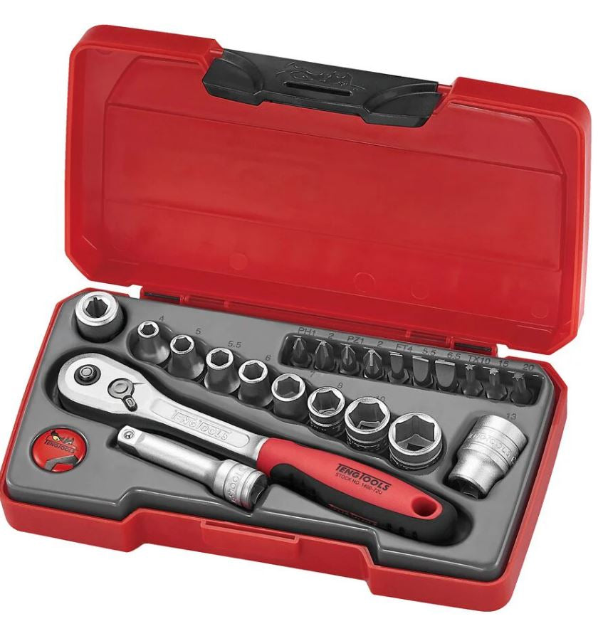 Teng Tools 1/4"-Steckschlüssel-Set, 6-Kant, 22 Teile – T1422