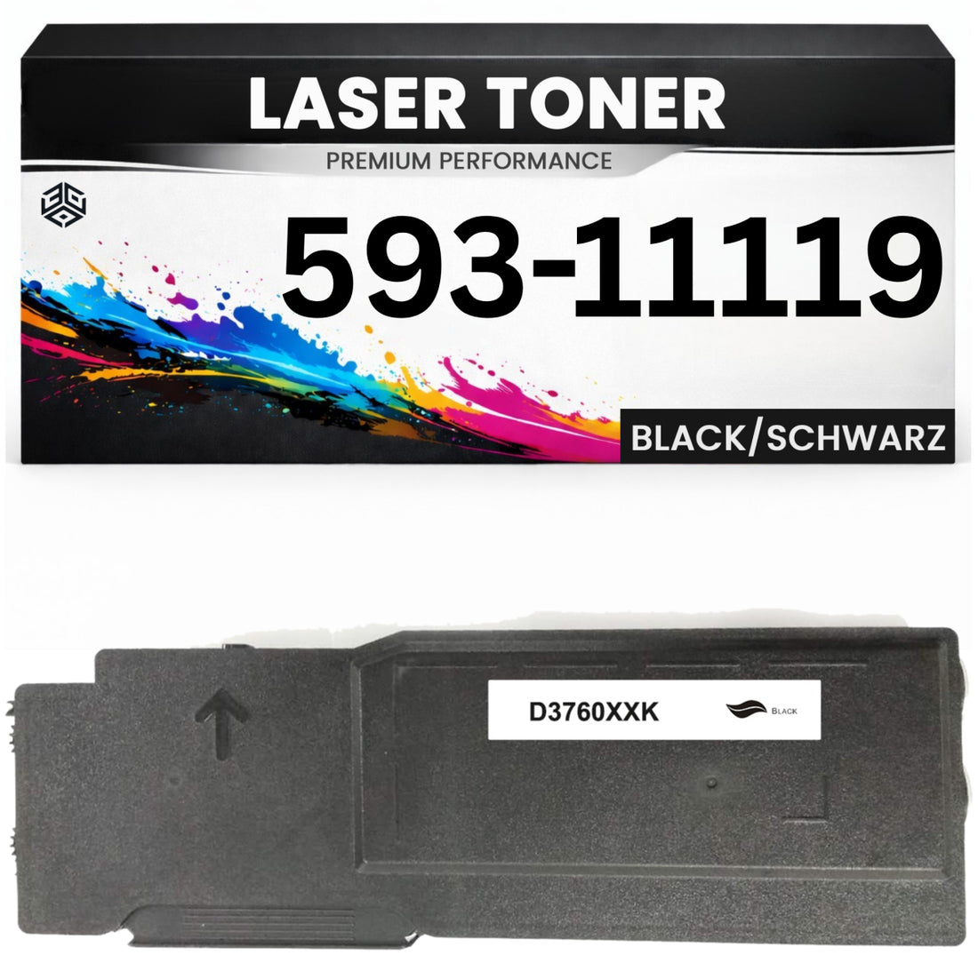 Toner 593-11119 für Dell kompatibel Schwarz 59311119 wie Original Tonerkartusche für Dell Color Laser C3760dn, C3760dnf, C3760n, C3765dnf MFP