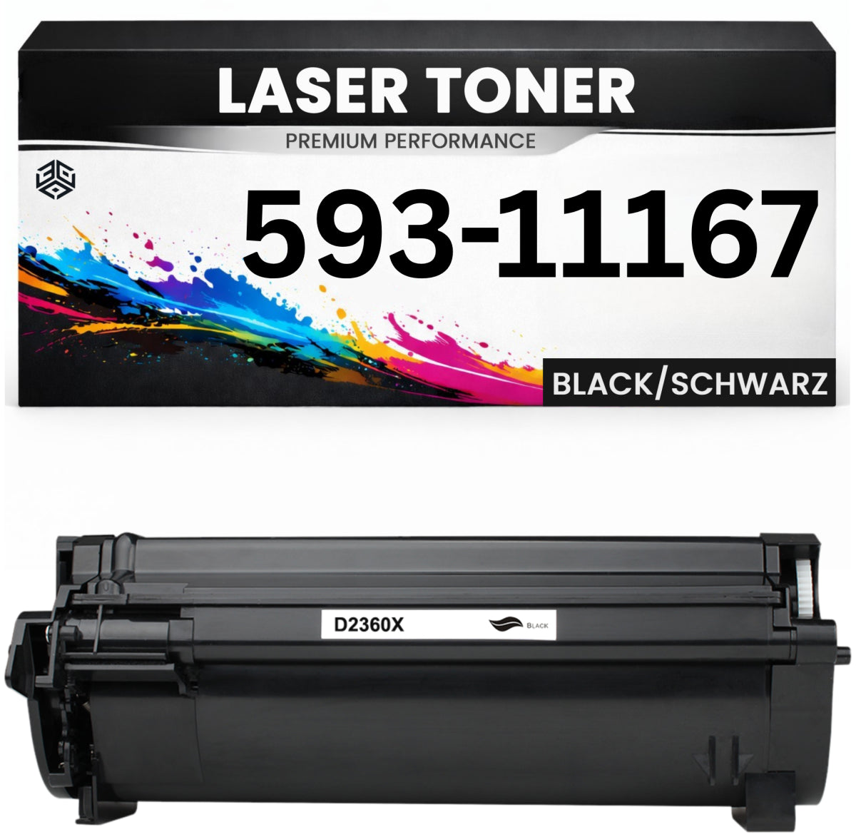 Toner 593-11167 für Dell kompatibel Schwarz 59311167 wie Original Tonerkartusche für Dell Laser Printer B2360d, B2360dn, B3460dn, B3465dnf